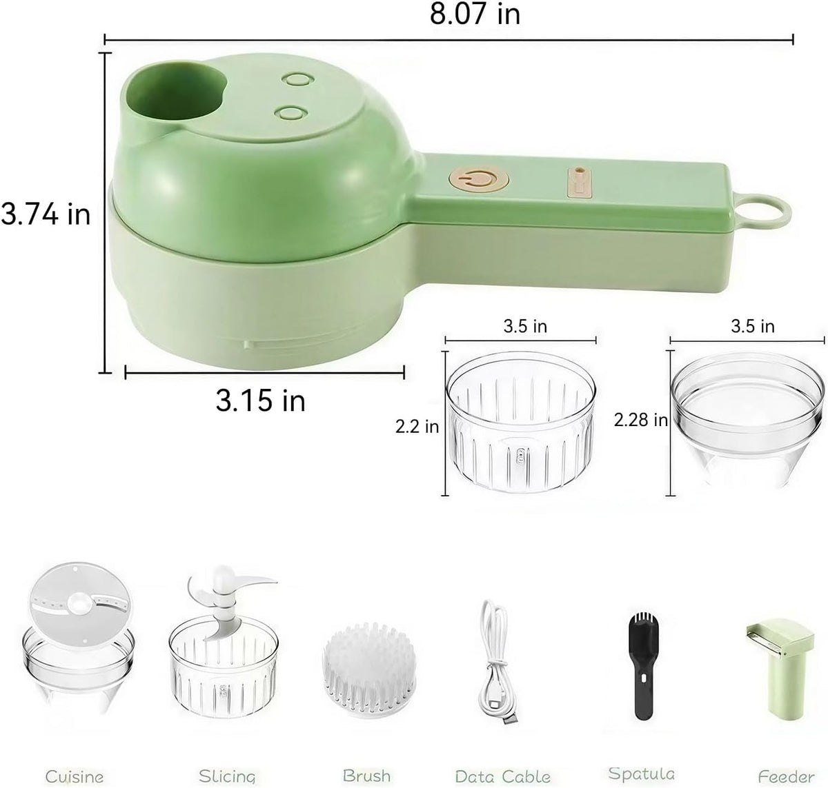 5-In-1 Wireless Electric Vegetable Chopper, Multi-Function Food Processor
