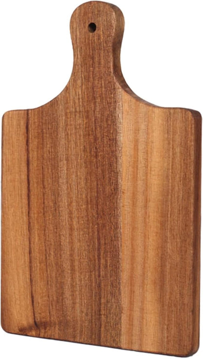 Acacia Wood Serving Board with Handle, Small Size 11" X 8"- Wooden Cutting Chopping Board for Meat, Vegetables, Bread, Charcuterie, Cheese Board - Food Serving Tray for Kitchen Appetizers